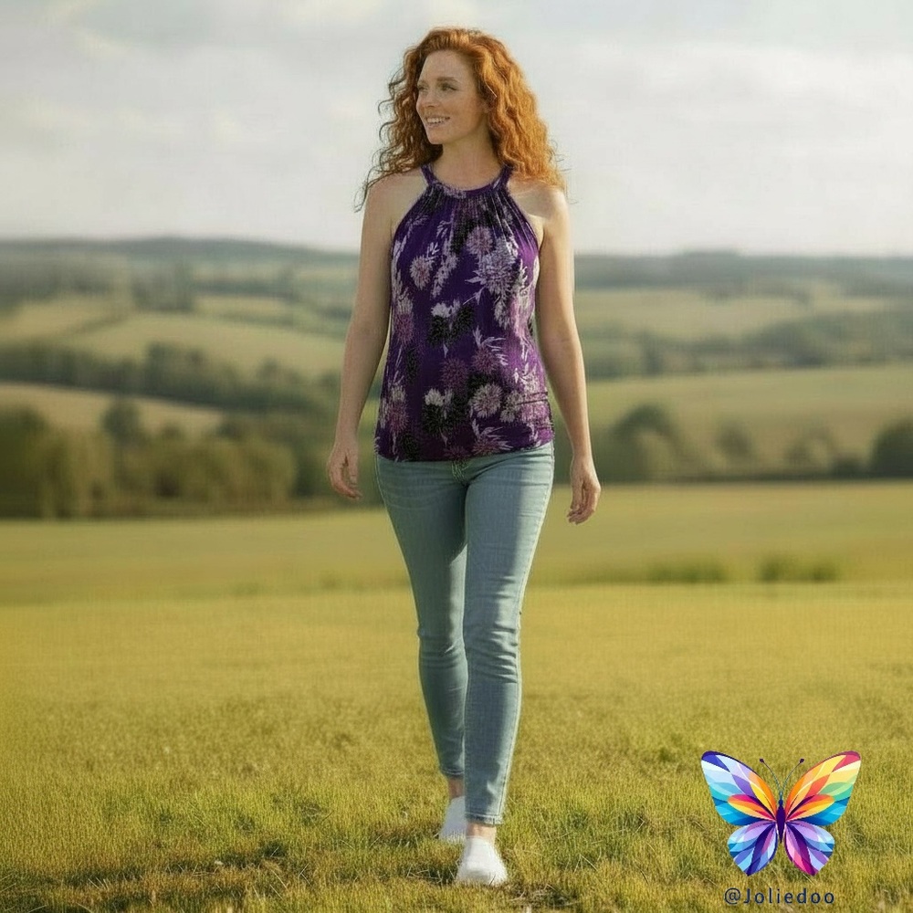 Maternity Purple-Pink Floral Sleeveless feminine top XXL for pregnant women